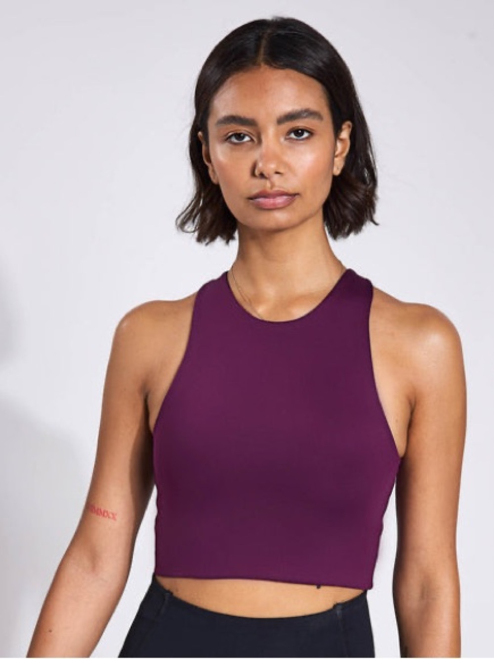 girlfriend collective Purple Racerback Cropped Sports Bra Dylan Bra - Plum
